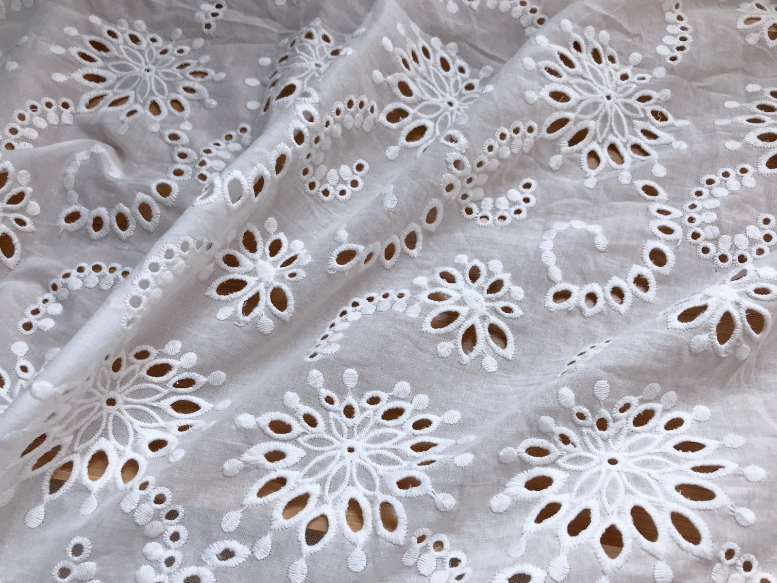 White Embroidered Fabric – Floral Bloom